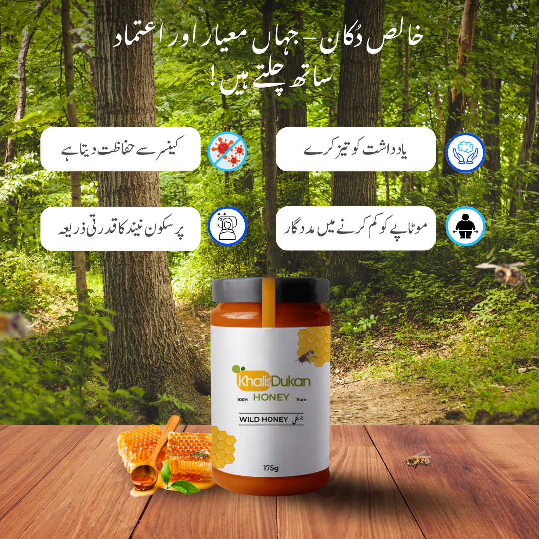 ✅  𝗪𝗶𝗹𝗱 𝗛𝗼𝗻𝗲𝘆 (175gm) – Small Bee / جنگلی چھوٹی مکھی کا خالص شہد