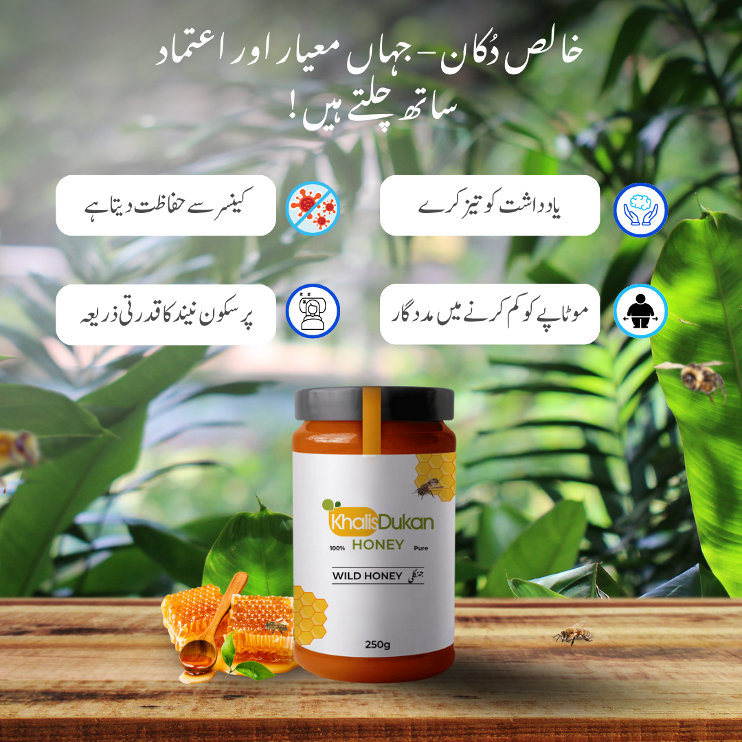 ✅  𝗪𝗶𝗹𝗱 𝗛𝗼𝗻𝗲𝘆 (250𝗴𝗺) – Small Bee / جنگلی چھوٹی مکھی کا خالص شہد